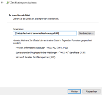 Importassistent mit Dateipfad