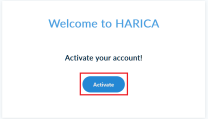 Account-Aktivierung mit markiertem "Activate" Button