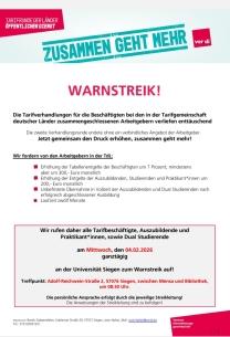 Aufruf zum Warnstreik am 04.02.2026