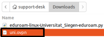 Downloadverzeichnis mit markierter uni.ovpn Datei