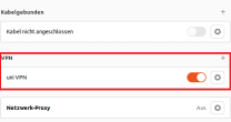 Einstellungen mit markierter Menüoption "VPN"