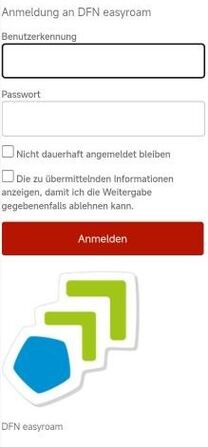 ZIMT-Anmeldefenster mit Feld für Benutzerkennung und Passwort