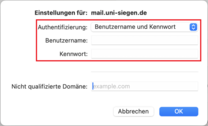 MacOS Outlook erweiterte Einstellungen; Details in der Beschreibung