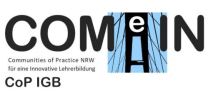 Logo des Projektes, bestehend aus den Buchstaben ComeIN, wobei das E eine einer Brücke eingebettet ist.