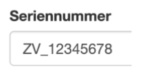 Seriennummer mit Präfix für ZV-Konto.