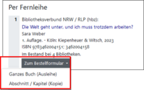 Screenshot Fernleihe Wahl zwischen Buch oder Abschnitt