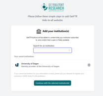 Auswahl der Institution für GetFTR