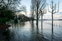 Ein Fluss ist über die Ufer getreten