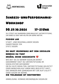 Veranstaltungsankündigung Schreib- und Performance-Workshop