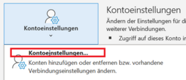 Drop-down Menü mit markierter "Konteneinstellungen" Option