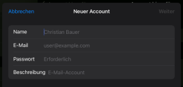 Account Konfiguration; Details in der Beschreibung