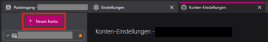 Konten Einstellungen mit markiertem Button "+ Neues Konto"