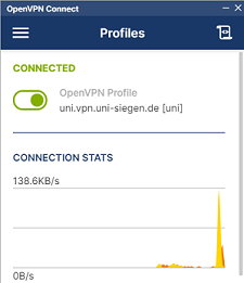 OpenVPN Connect Verbindung hergestellt