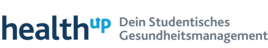 Logo mit der Aufschrift: Health Up, dein studentisches Gesundheitsmanagement in dunkel-und hellblau