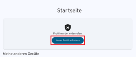 easyroam Startseite mit markiertem Button "Neues Profil anfordern"