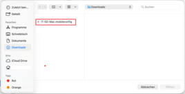 MacOs Downloadordner mit markiertem easyroam Profil