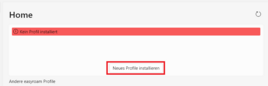 easyroam Client Startseite mit markiertem Button "Neues Profile installieren"