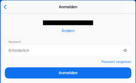 Zoom Anmeldefenster auf Mobilgeräten mit Feld zur Eingabe des Passwortes