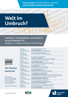 Programm des Forum Siegen im Wintersemester 2026/27: Welt im Umbruch?