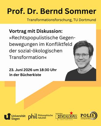 Poster Rechtspopulistische Gegenbewegungen. Abgebildet Prof. Dr. Bernd Sommer