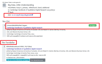 "Wie komme ich dran" nach einer Suche im Bereich Aufsätze und mehr