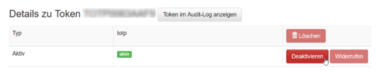 Deaktivieren eines Tokens.