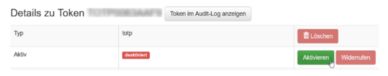 Aktivieren eines Tokens.