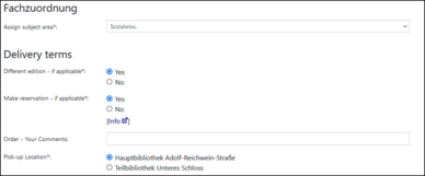 Screenshot interlibrary loan information for book order