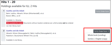 Screenshot interlibrary loan results list