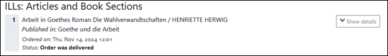 Screenshot interlibrary loan view library account