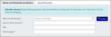 Ansicht aktueller Hinweise zur Fernleihe