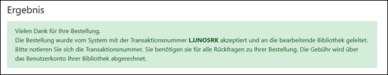 Screenshot Bestellbestätigung Fernleihe