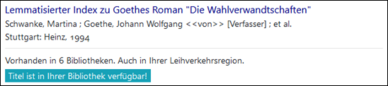 Screenshot Anzeige bei der Fernleihe, wenn der Titel in der UB vorhanden ist