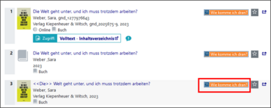 Screenshot Katalog plus Trefferliste
