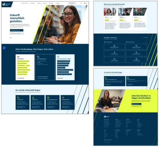 Einsatz der Schraffur auf der Website der Dachmarke