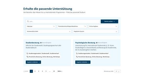 Bild des Services Overview Blocks