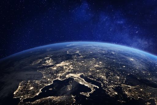 Ansicht Europa aus dem All bei Nacht
