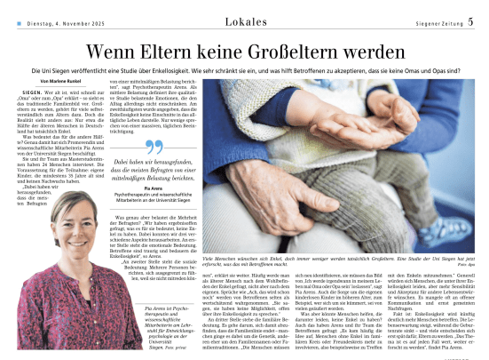 Pia Arens im Interview der Siegener Zeitung - Artikel erschienen am 04.11.2025