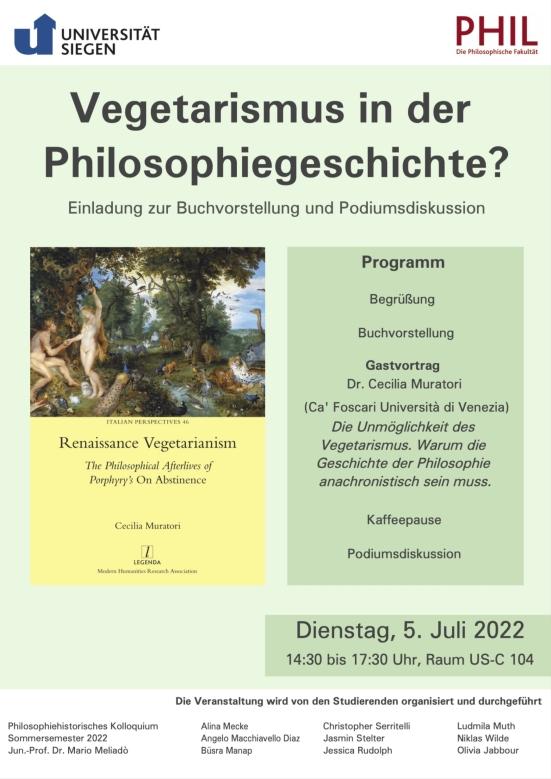 Plakat des Philosophiehistorischen Kolloquiums im Sommersemester 2022