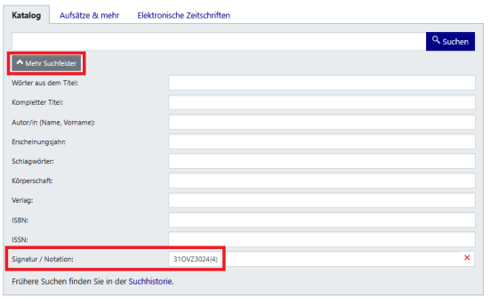 Beispielsuche nach einer Signatur