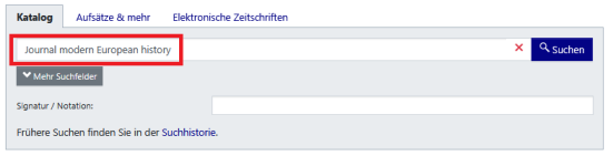 Beispielsuche nach einer Zeitschrift