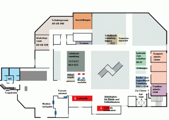 Übersichtsplan Hauptbibliothek AR Ebene 0