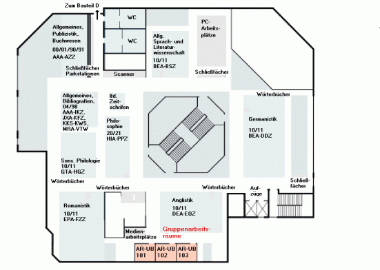 Gruppenarbeitsräume Hauptbibliothek AR, Ebene 1