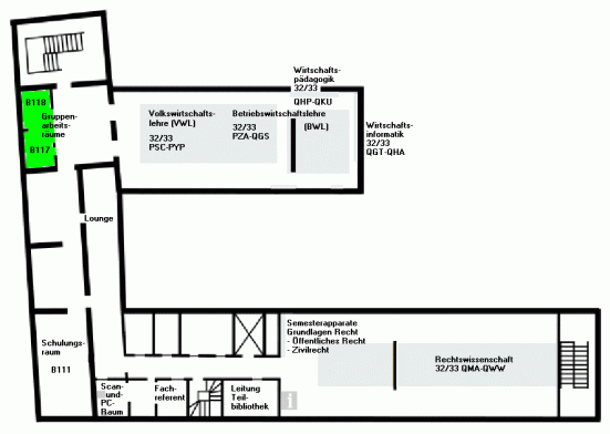 Gruppenarbeitsräume Teilbibliothek US, Ebene 1