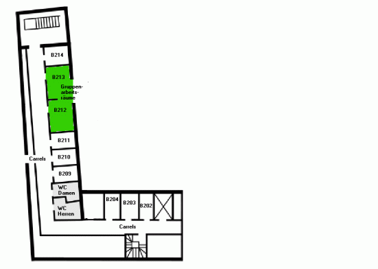 Gruppenarbeitsräume Teilbibliothek US, Ebene 2