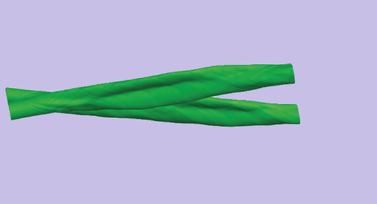 Endergebnis nach der Simulation einer Kollision von zwei Röhren