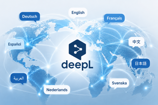 deepL-Logo mit Weltkarte