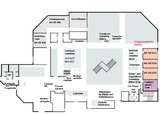 Gruppenarbeitsräume Hauptbibliothek AR, Ebene 0
