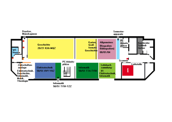 Übersichtsplan Teilbibliothek H, Ebene 4