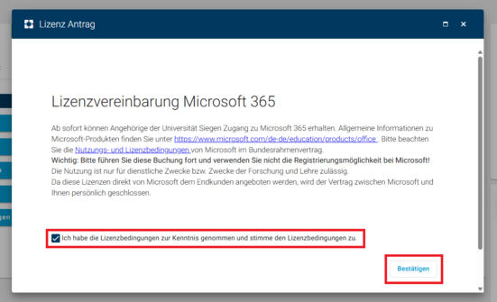 Lizenzvereinbarung, hier am Beispiel MS 365